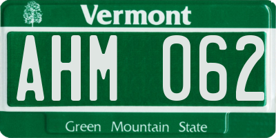 VT license plate AHM062