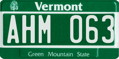 VT license plate AHM063