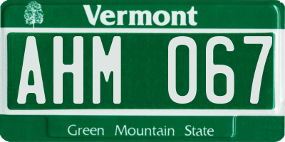VT license plate AHM067