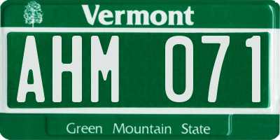 VT license plate AHM071