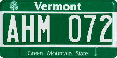 VT license plate AHM072