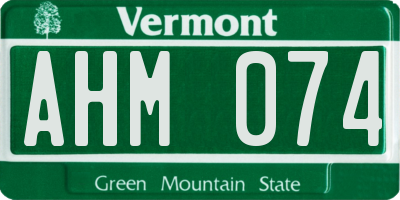 VT license plate AHM074