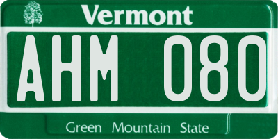 VT license plate AHM080