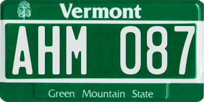 VT license plate AHM087