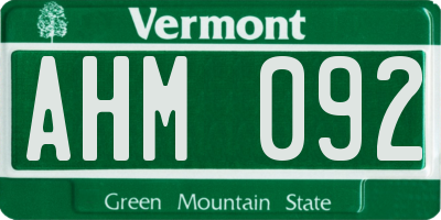 VT license plate AHM092