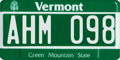VT license plate AHM098