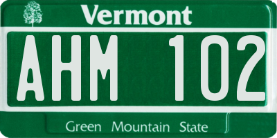 VT license plate AHM102