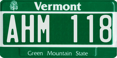 VT license plate AHM118