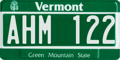 VT license plate AHM122