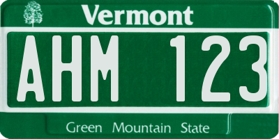 VT license plate AHM123