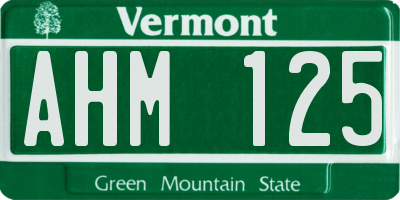 VT license plate AHM125
