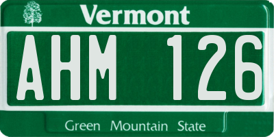 VT license plate AHM126