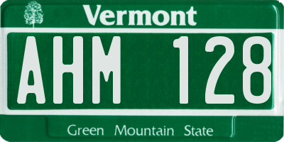 VT license plate AHM128