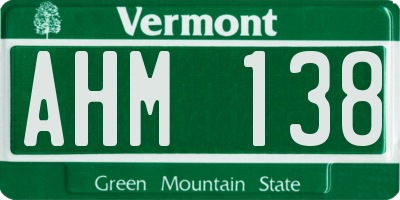 VT license plate AHM138
