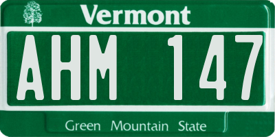 VT license plate AHM147