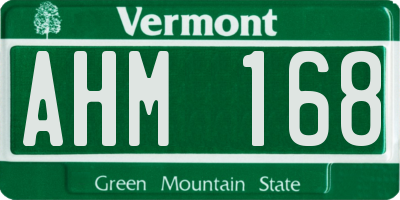 VT license plate AHM168