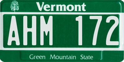 VT license plate AHM172