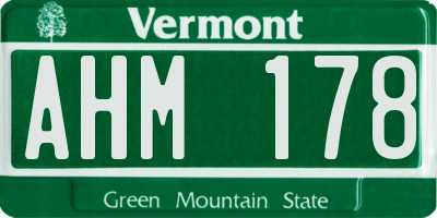 VT license plate AHM178