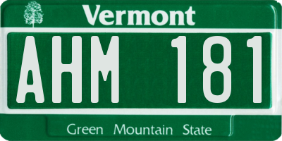 VT license plate AHM181