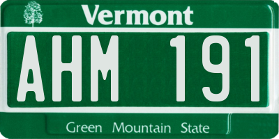 VT license plate AHM191
