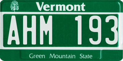 VT license plate AHM193