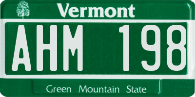 VT license plate AHM198