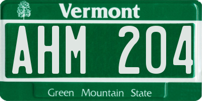 VT license plate AHM204