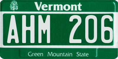 VT license plate AHM206