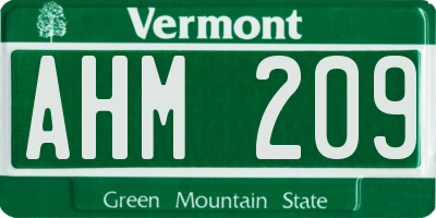 VT license plate AHM209