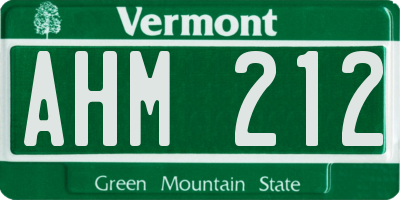 VT license plate AHM212