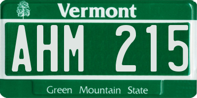 VT license plate AHM215