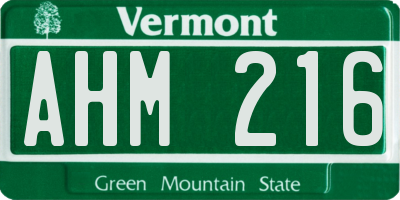 VT license plate AHM216