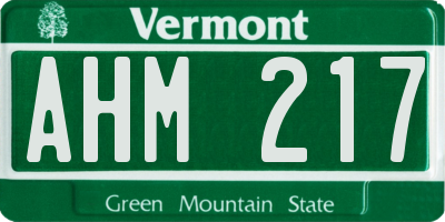 VT license plate AHM217