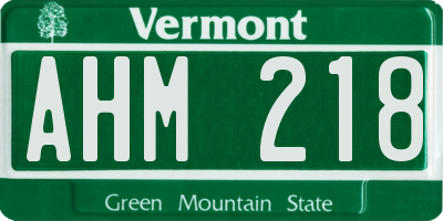 VT license plate AHM218