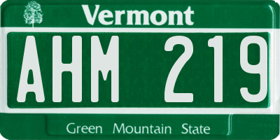 VT license plate AHM219