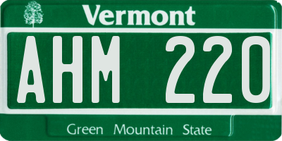 VT license plate AHM220