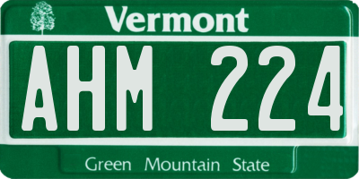 VT license plate AHM224