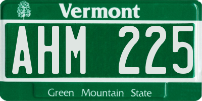 VT license plate AHM225