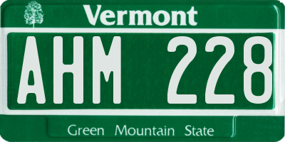 VT license plate AHM228