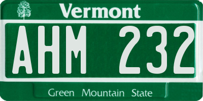 VT license plate AHM232