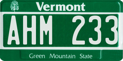 VT license plate AHM233