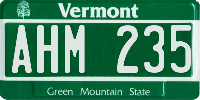 VT license plate AHM235