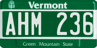VT license plate AHM236