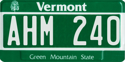 VT license plate AHM240