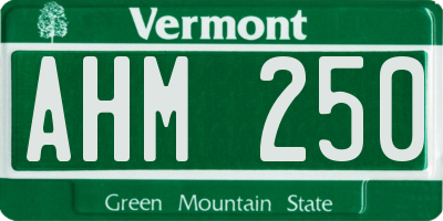VT license plate AHM250