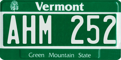 VT license plate AHM252