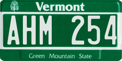 VT license plate AHM254