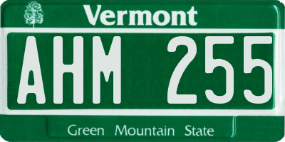 VT license plate AHM255