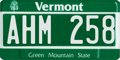 VT license plate AHM258