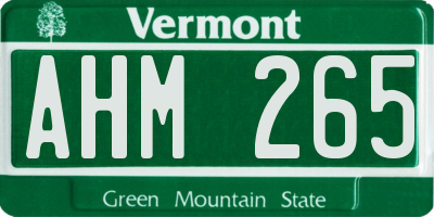 VT license plate AHM265